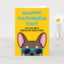 Cartão Dia dos Pais Frenchie Bulldog Francês Marrom Bege