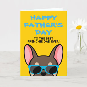 Cartão Dia dos Pais Frenchie Bulldog Francês Marrom Bege