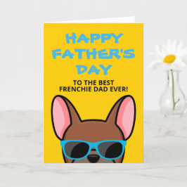 Cartão Dia dos Pais Frenchie Fawn Vermelho Bulldog Francê