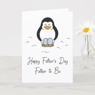 Cartão Dia dos Pais Futuro Pai de Gêmeos Pinguim e Ovos