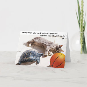 CARTÃO DIA DOS PAIS GATO, TARTARUGA E BASQUETE