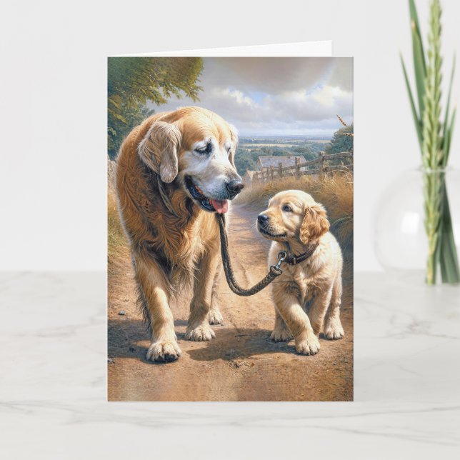 Cartão Dia dos Pais Golden Retrievers (Frente)