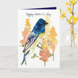 Cartão Dia dos Pais Lazuli Bunting Ave Natureza Vida Selv