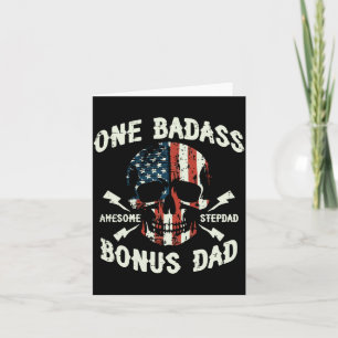 Cartão Dia dos Pais Mens One Bad Bonus Dad Skull Flag