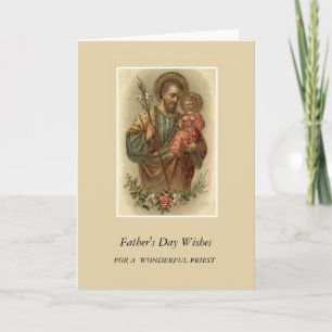 Cartão Dia dos Pais Padre St. Joseph & Menino Jesus