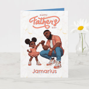 Cartão Dia dos Pais: Pai Negro e Filha se Batem a Punho