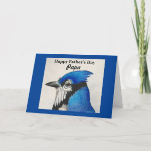Cartão Dia dos Pais Papai Azul Jay Bird Pintura Azul Pret