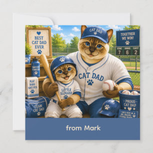 Cartão Dia dos Pais para Gato Pai Amante de Beisebol