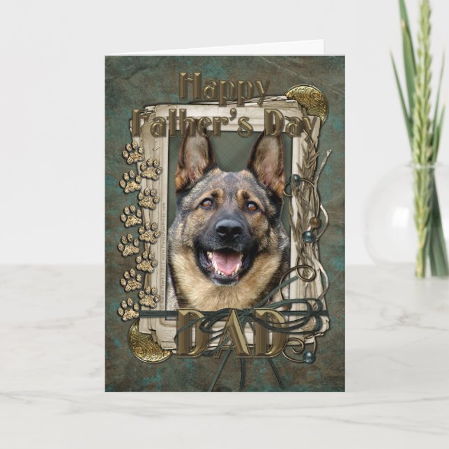 Cartão Dia dos pais - patas de pedra - german shepherd (Frente)