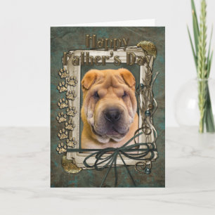 Cartão Dia dos pais - patas de pedra - Shar Pei