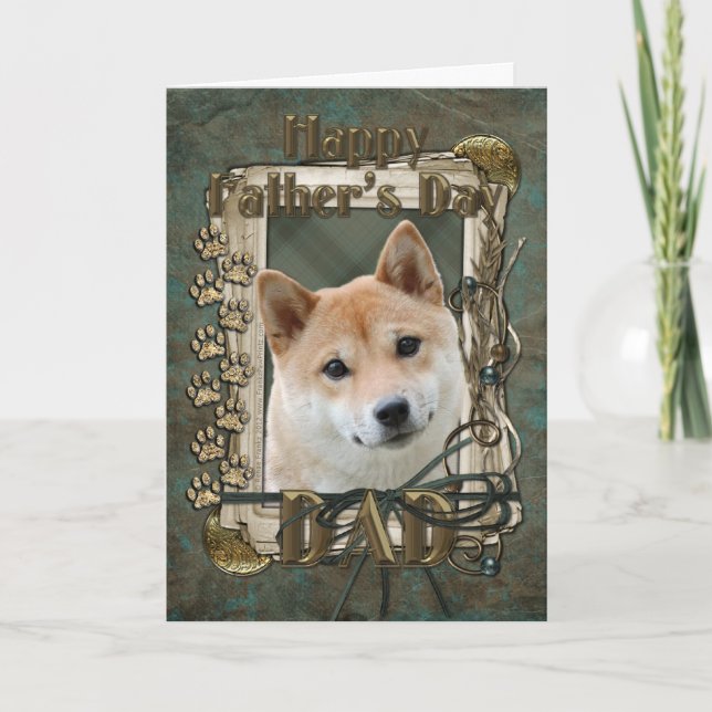 Cartão Dia dos pais - patas de pedra - Shiba Inu (Frente)