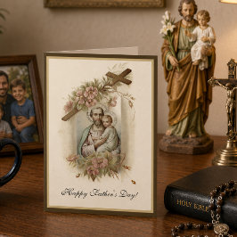 Cartão Dia dos Pais Religioso Vintage Oração de São José 