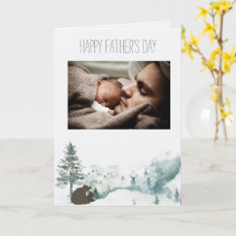 Cartão Dia dos Pais Urso Floresta com Foto