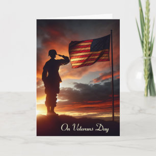 Cartão Dia dos Veteranos Saudando Soldado Americano 