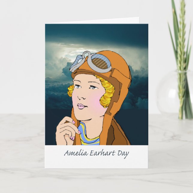 Cartão Dia feliz de Amelia Earhart, Aviatrix, piloto (Frente)