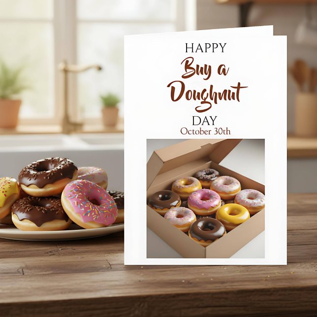 Cartão Dia Feliz de Comprar um Donut | 29 de outubro (Criador carregado)