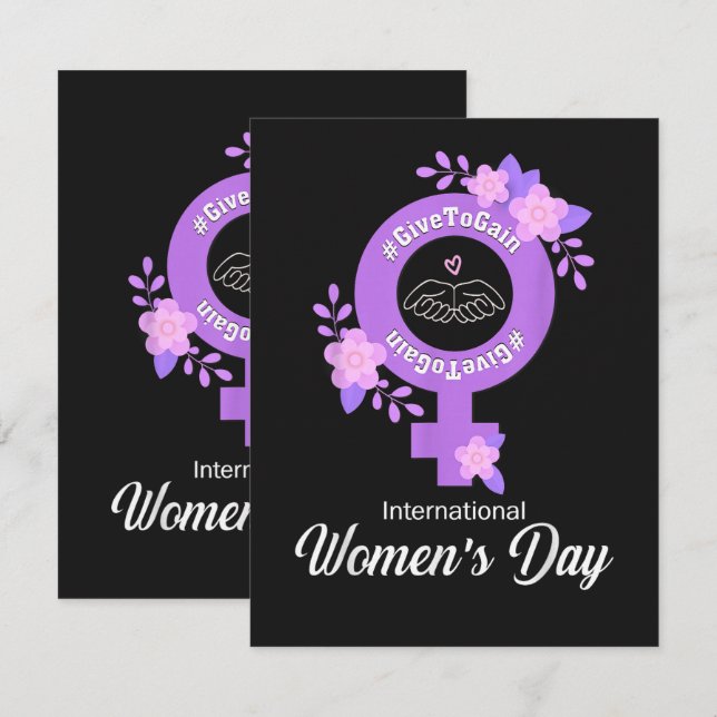 Cartão Dia Internacional da Mulher 8 de Março (Frente/Verso)