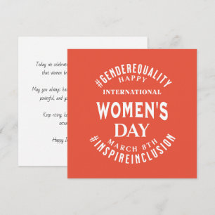 Cartão Dia Internacional da Mulher   8 de Março Igualdade