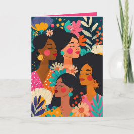 Cartão Dia Internacional da Mulher Rosa Floral