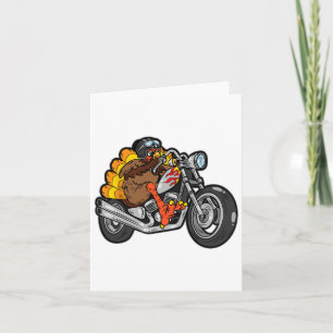 Cartão Dia Legal de Ação de Graças de Motocicleta na Turq