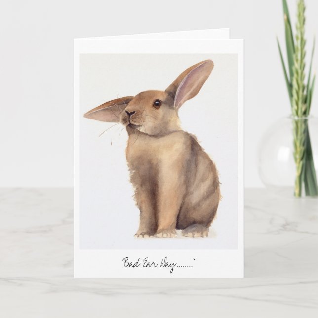 Cartão Dia mau da orelha pintado na Aquarela (Frente)