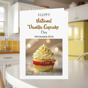 Cartão Dia Nacional do Cupcake de Baunilha   10 de Novemb
