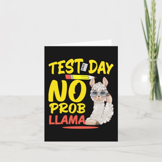 Cartão Dia sem Prob-llama Llama Professor &amp; Teste de  (Frente)