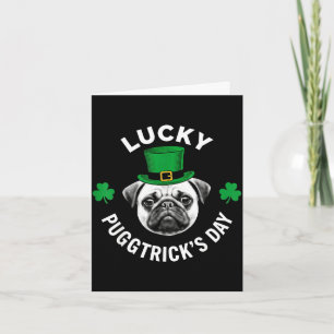 Cartão Dia sortudo do pugtrick, cachorro pug engraçado do
