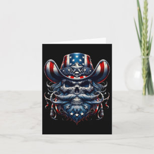 Cartão Dia Usa Patriot Bearded Skull! 4 De Julho De 2024
