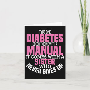 Cartão Diabetes Irmã Tipo 1 T1d Sensibilização para a dia