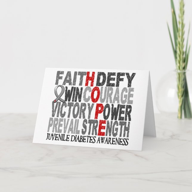 Cartão Diabetes juvenil da colagem da palavra da (Frente)