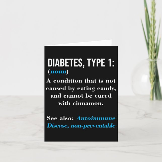 Cartão Diabetes Tipo 1 Definição Doença Autoimune (Frente)