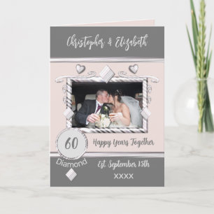 Cartão Diamond 60º aniversário adicione nomes de fotos ci