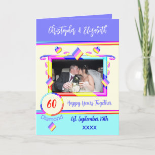 Cartão Diamond 60º aniversário adicione nomes de fotos ro