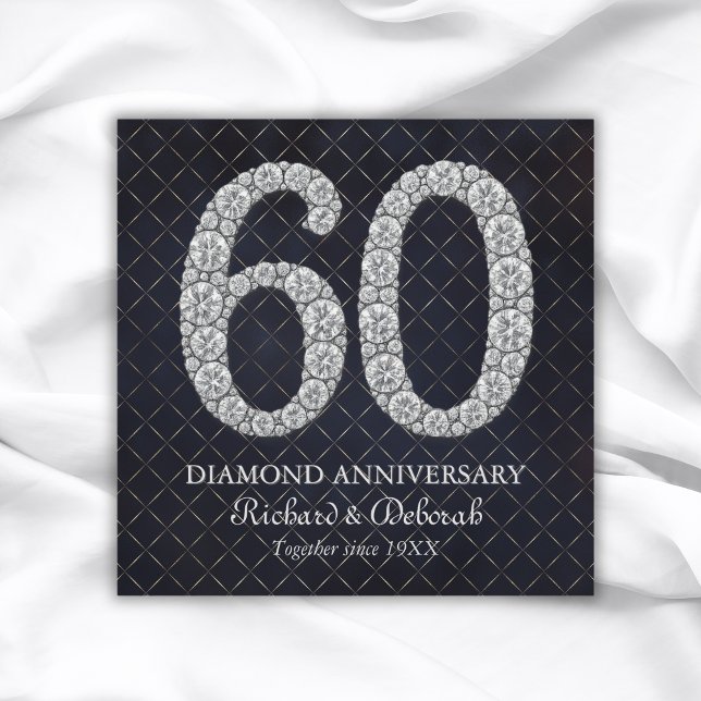 Cartão Diamond 60º Aniversário do Casamento (Diamond 60th Wedding Anniversary Greeting Card
)