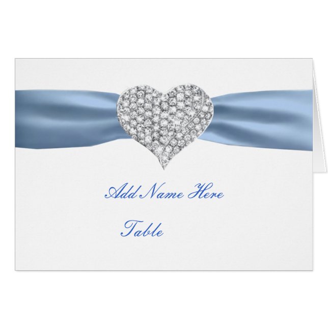 Cartão Diamond Heart Blue Mesa Place Card (Frente horizontal)