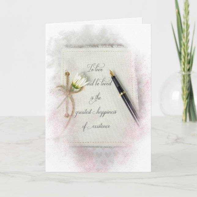 Cartão Diário de casamento com margarida e Caneta (Frente)