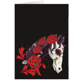 Cartão Dias de los Muertos Horse Skull com Rosas