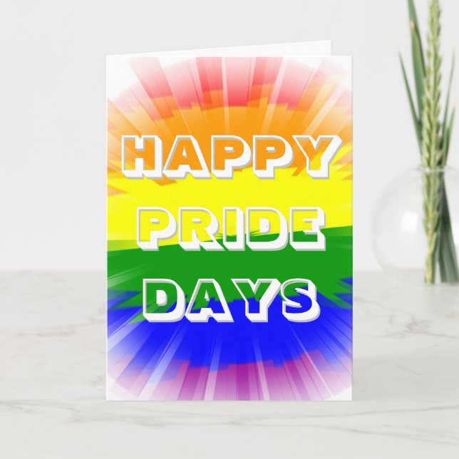Cartão Dias Felizes da Pride com Bandeira do Arco-íris Ex (Frente)