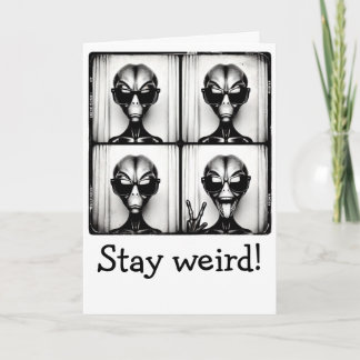 Cartão Diga Estranho! Fotos engraçadas de selfie de alien