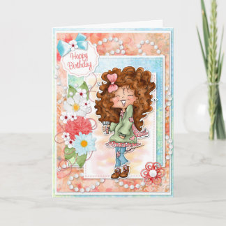 Cartão Digi Doodles Ginger Peach Birthday