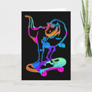 Cartão Dino de skate engraçado skateboard skate D