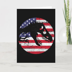 Cartão Dino Fossi Usa Bandeira Patriótica Dinossauro T-re