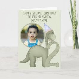 Cartão Dinosaur 1 Photo Aperture Second Birthday Card