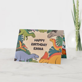 Cartão Dinosaur Birthday Greeting Card – Fun Dino Party D