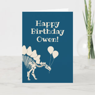 Cartão Dinosaur Bones With Balloons Birthday