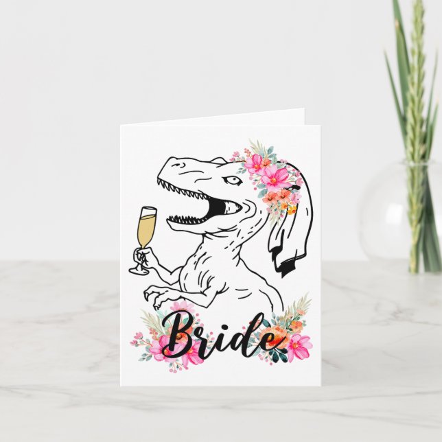 Cartão Dinosaur Bride Bridesmaid Floral Bachelorette (Frente)