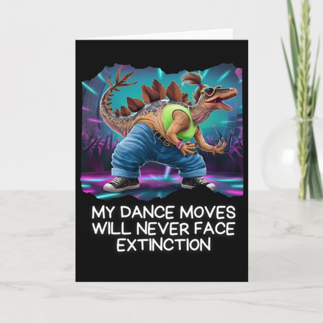 Cartão Dinosaur Dance Funny Dancing Dino  (Frente)