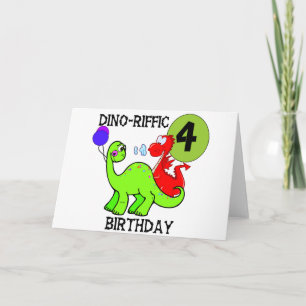 Cartão Dinossauro 4º Aniversário Camisetas e presentes