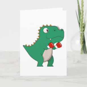 Cartão Dinossauro boxeando com luvas de boxe